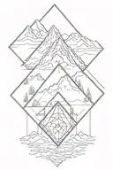 diamond with mountains and ski lift tattoo design idea