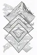 single diamond with mountains inside tattoo design idea