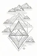 single diamond with mountains inside tattoo design idea