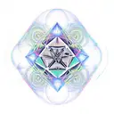 Metatron cube with alien meditating below openingnthe mindseye to the universe  tattoo design idea