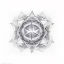 Metatron cube with alien meditating below openingnthe mindseye to the universe  tattoo design idea