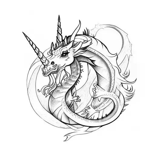 Dragon unicorn capricorn  tattoo design idea