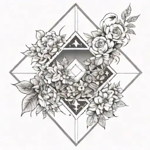 A garden scene with flowers blooming under a diamond-studded sky tattoo design idea