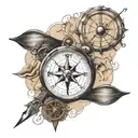map boat plane Viking compass tattoo design idea