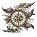 map boat plane Viking compass tattoo design idea
