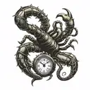 scorpion time clock tattoo design idea