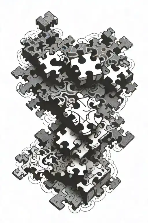 3d puzzle pieces scattered tattoo design idea