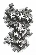 3d puzzle pieces scattered tattoo design idea