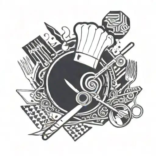 chef cooking utensil tattoo design idea