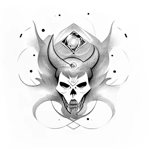 hades symbol with lighting and waves tattoo design idea
