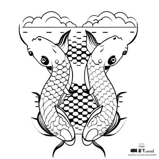 2 Koi Fish looking at each other. One white one black.  tattoo design idea