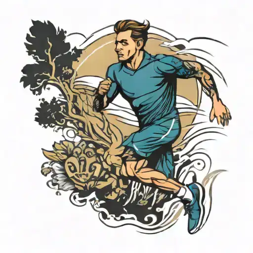 athlete running freely  tattoo design idea