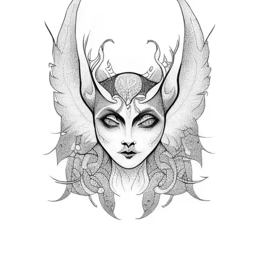 Create a tattoo design inspired by Lilith in a dotwork style tattoo design idea