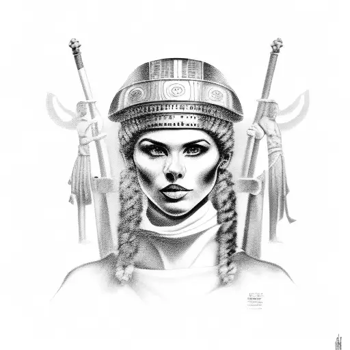 A black-grey portrait of a family member dressed in ancient Roman attire tattoo design idea