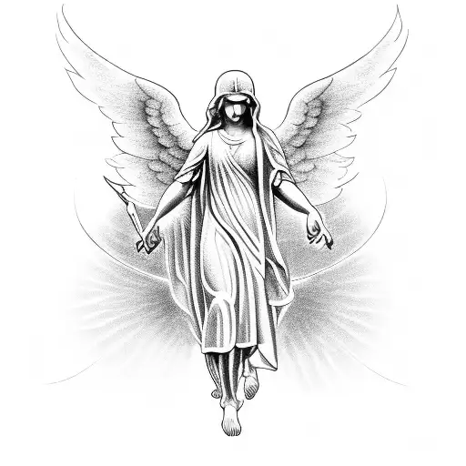 biblical angel tattoo design idea