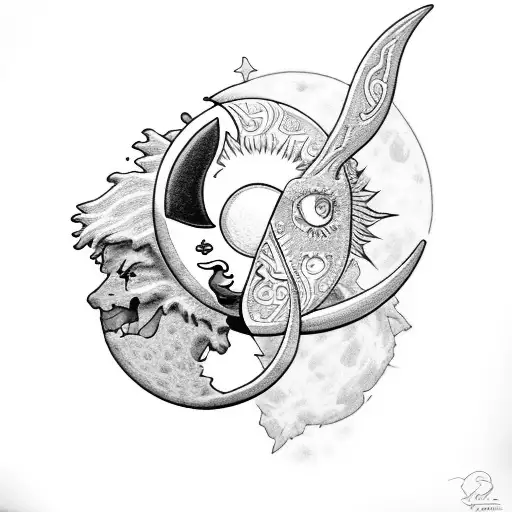 Sun and Moon tattoo design idea