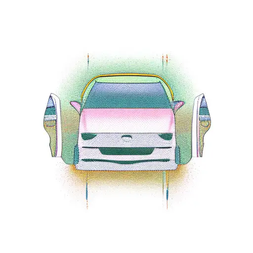car in frame tattoo design idea