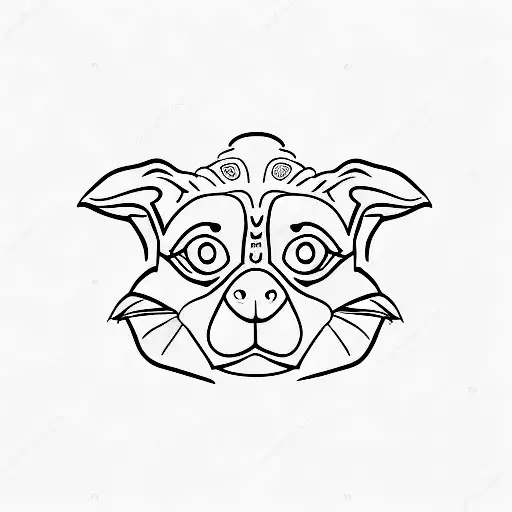 A minimalist silhouette of a black labrador with Yoda's ears tattoo design idea