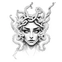 medusa with fire rose unity tattoo design idea