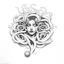 medusa with fire rose unity tattoo design idea