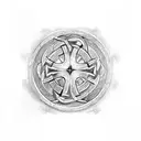 Celtic cross with scrolls tattoo design idea