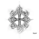 Celtic cross with scrolls tattoo design idea
