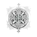 Celtic cross with scrolls tattoo design idea