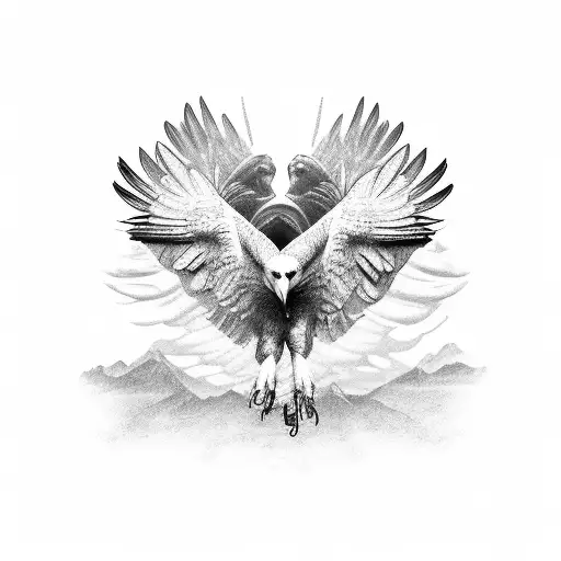 fierce American eagle landing spread over sholder and arm tattoo design idea