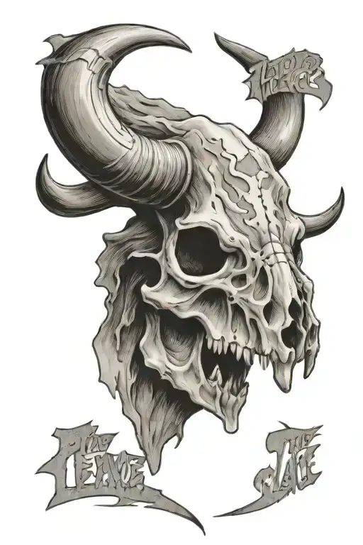 plain bison skull with the legend "This is the place" written in the forehead tattoo design idea