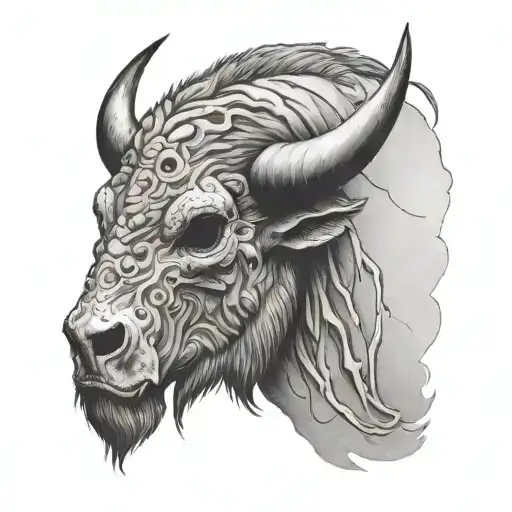 Design a tattoo showcasing a bison skull, symbolizing strength and resilience tattoo design idea
