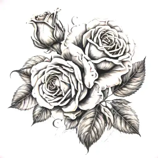 Roses with name  tattoo design idea