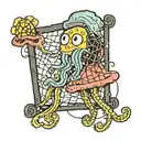 jellyfish holding a net with spongebob inside tattoo design idea