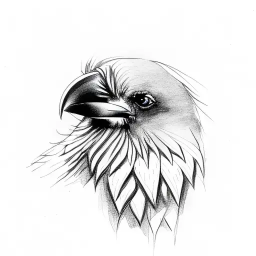 Beautiful female Raven sexy dark eyes eating a mans heart tattoo design idea