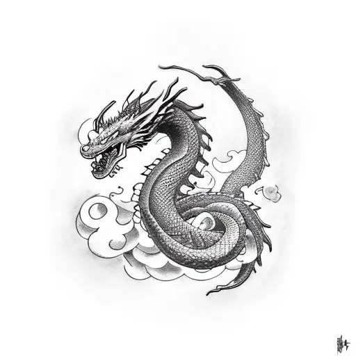 Dragon,moon girl,snake tattoo design idea