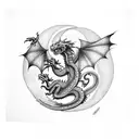 Dragon,moon girl,snake tattoo design idea