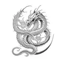 Dragon,moon girl,snake tattoo design idea