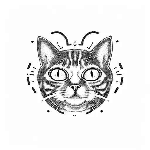 Data scientist analyzing a cat-shaped graph tattoo design idea