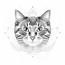 Data scientist analyzing a cat-shaped graph tattoo design idea