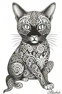 ghost cat tattoo design idea