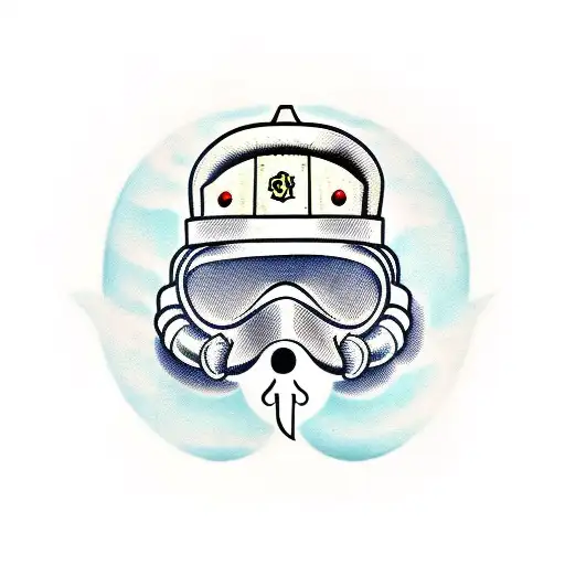 ghost wearing a firefighter helmet tattoo design idea