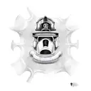 a spooky ghost wearing a firefighter helmet tattoo design idea