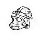 a spooky ghost wearing a firefighter helmet tattoo design idea