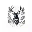 Elk with trees tattoo design idea