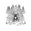 Elk with trees tattoo design idea