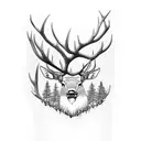 Elk with trees tattoo design idea