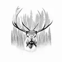 Elk with trees tattoo design idea