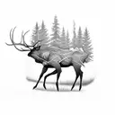 Elk with trees tattoo design idea