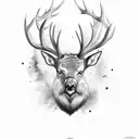 Elk with trees tattoo design idea