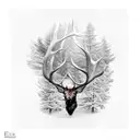 Elk with trees tattoo design idea