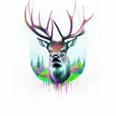 Elk with trees tattoo design idea
